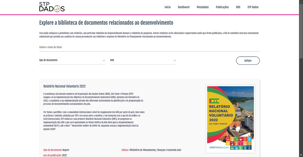 STPDados SDG Platform Screen 3